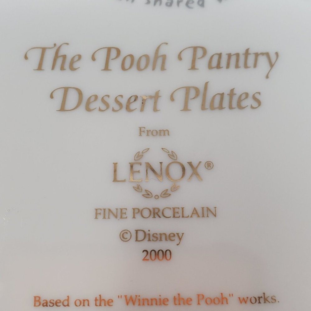 Vintage 2000 LENOX DISNEY THE POOH PANTRY Dessert Plates Fine Porcelain - Picture 7 of 11